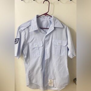 Men’s air force polo shirt short sleeves blue size slim large